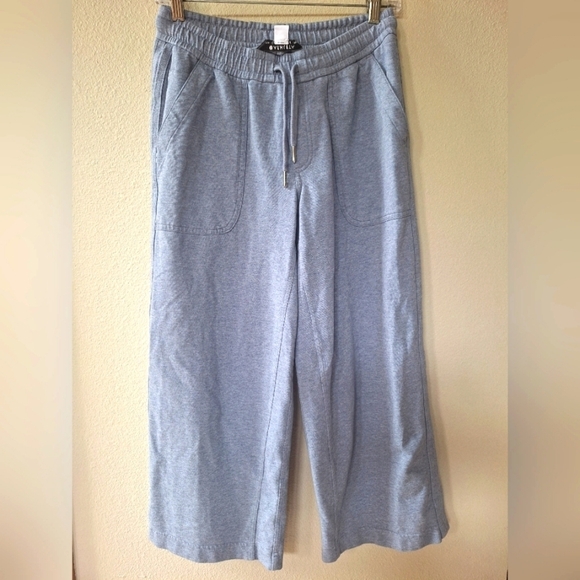 Athleta Pants - Athleta Womens Farallon Heathered Blue Wide Leg Crop Jogger Size 2